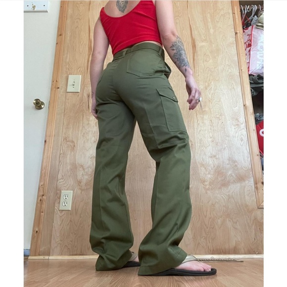 Green Straight Leg Pants with Relaxed Fit - Picture 1 of 6